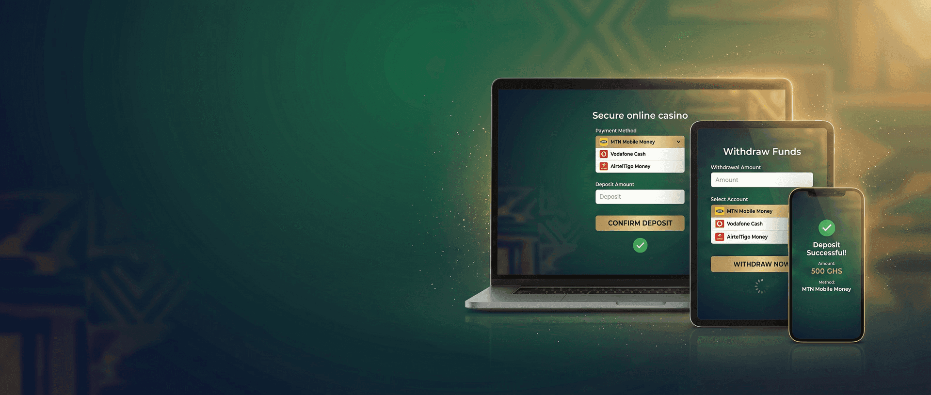 Best online casino payment methods Ghana MTN MoMo Telecel crypto deposits withdrawals