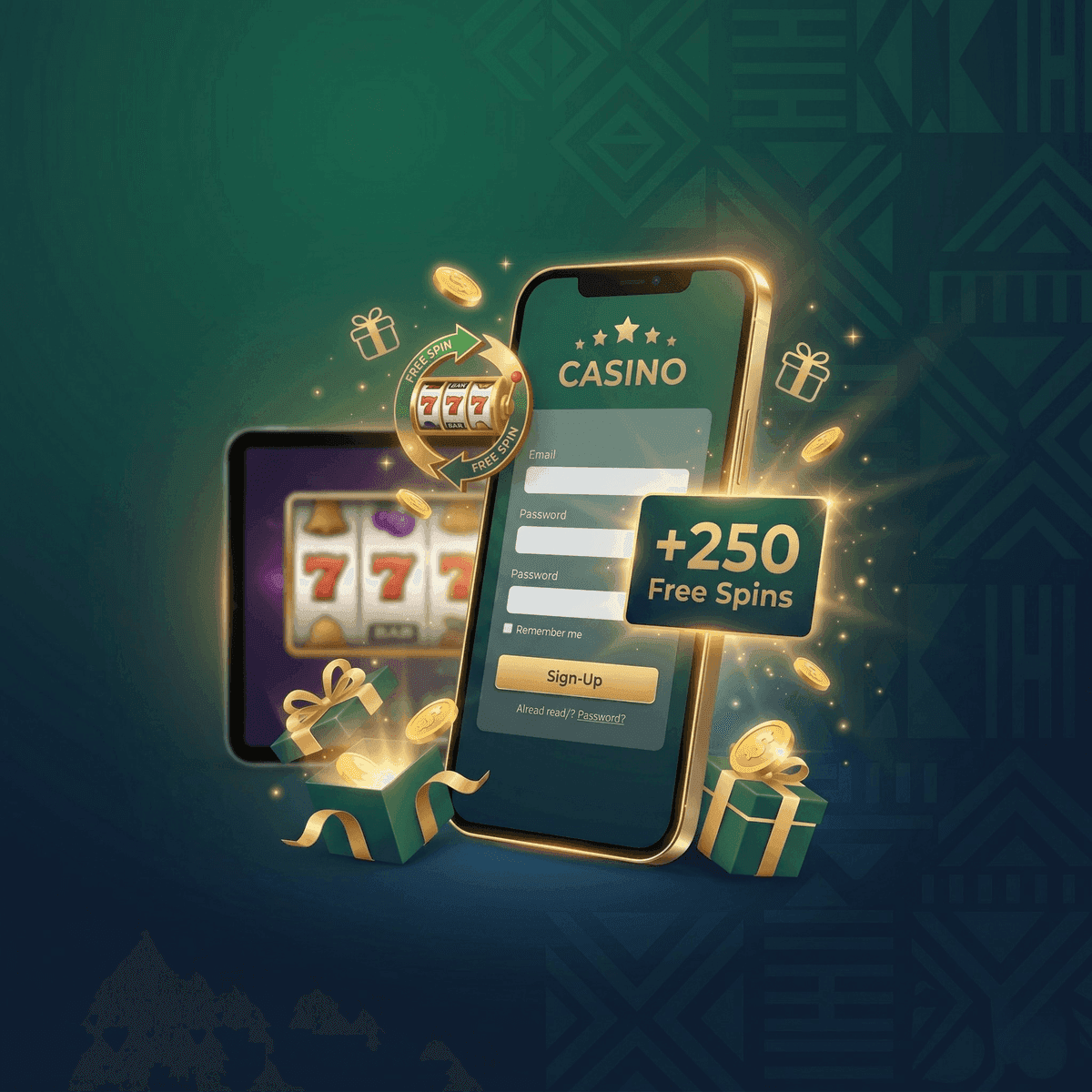 Sign up bonus mobile casino Ghana smartphone free registration