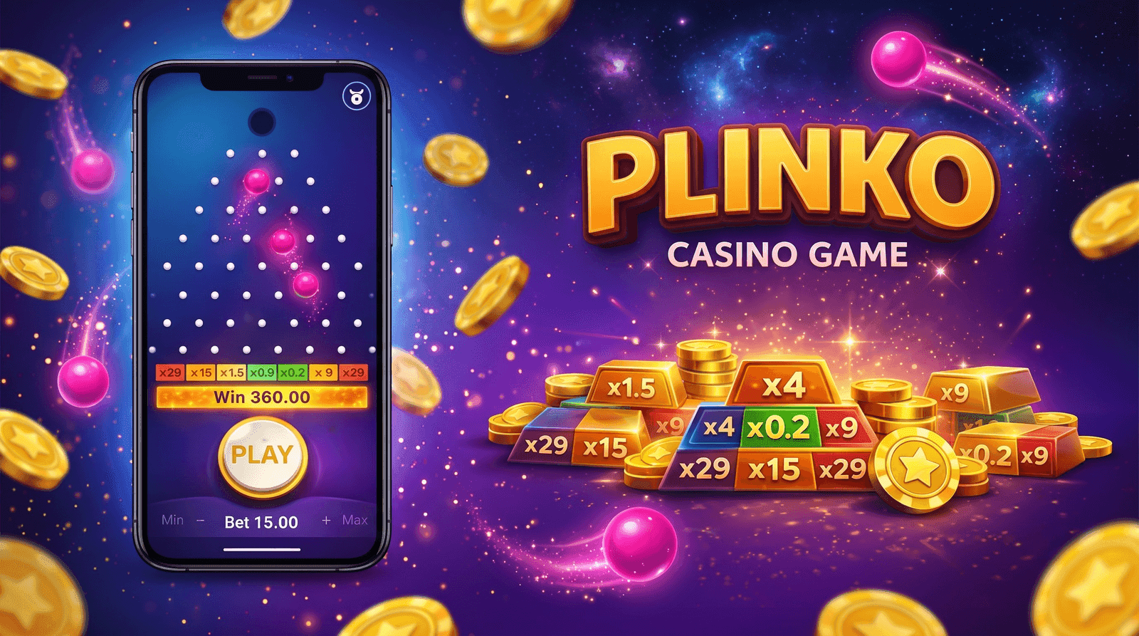 Plinko game interface pyramid pegs ball drop multipliers Ghana
