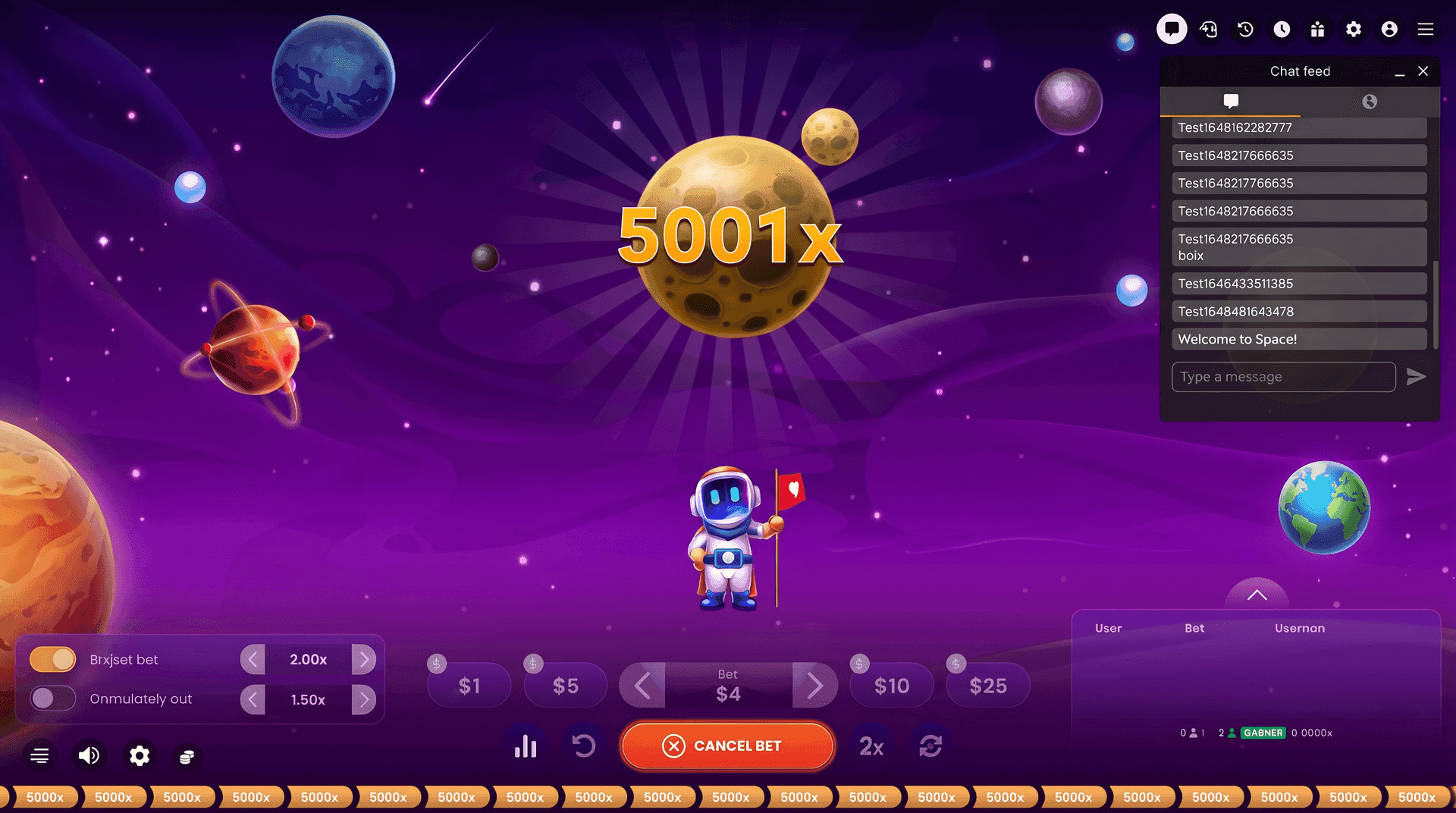 Spaceman crash game interface multiplier cashout Ghana