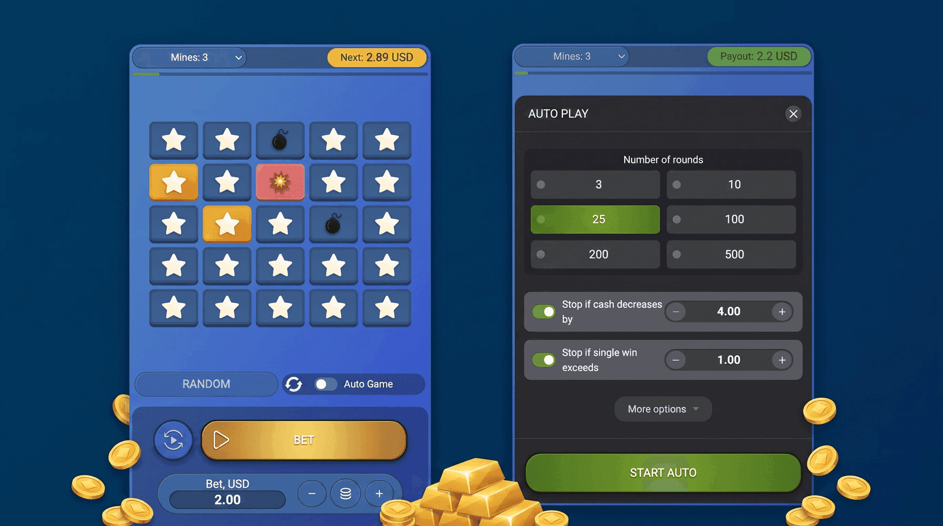 Mines game interface Mines game interface 5x5 grid stars mines multipliers Ghana